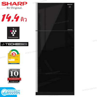 SHARP ตู้เย็น 2 ประตู INVERTER 14.4 คิว SJ-X410GP-BK (กระจกสีดำ)