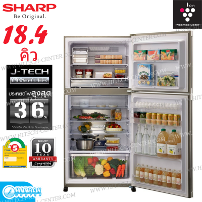 SHARP ตู้เย็น 2 ประตู INVERTER 18.4 คิว SJ-X510GP-BK กระจกดำ